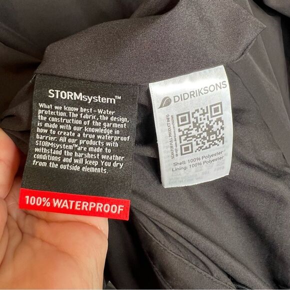 DIDRIKSONS windbreaker rain water proof jacket COLIN JACKET 2 BLACK - Picture 12 of 16